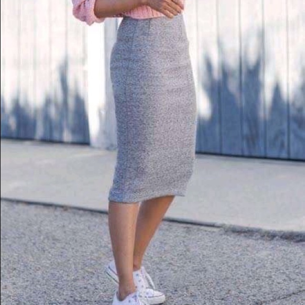 Heather Grey Stretchy Pencil Skirt
